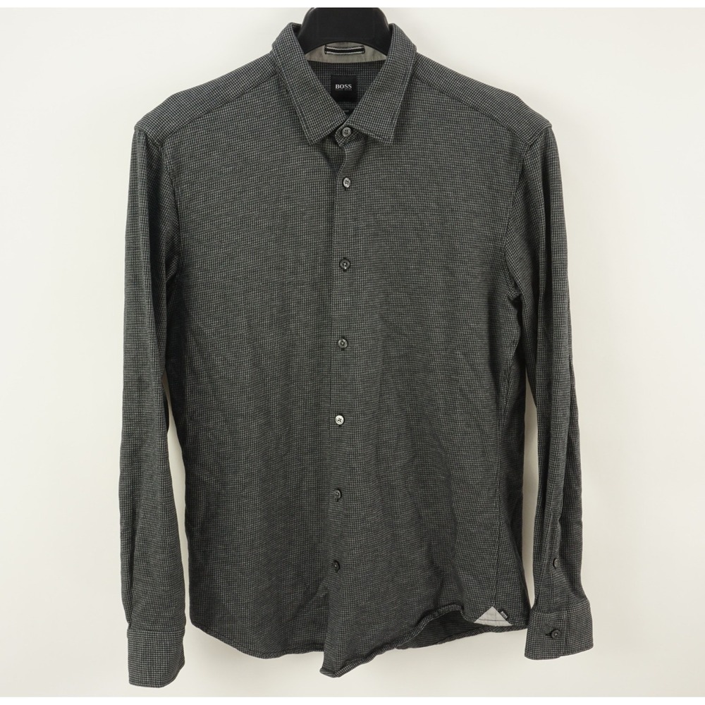 Hugo Boss Men's Charcoal Gray Long Sleeve Button-Down Shirt